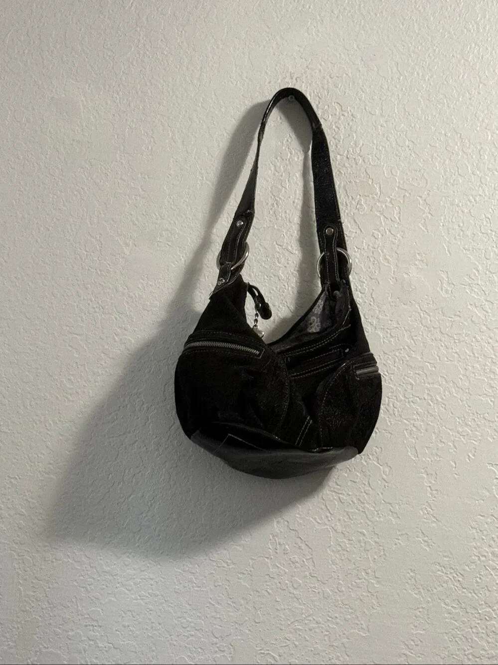 Kathy Van Zeeland grunge black studded purse bag shoulder